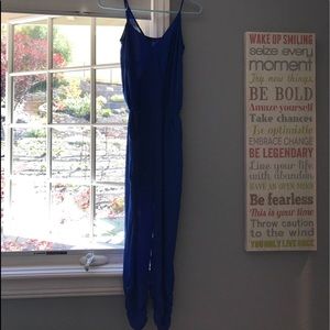 Electric blue spaghetti strap pantsuit!
